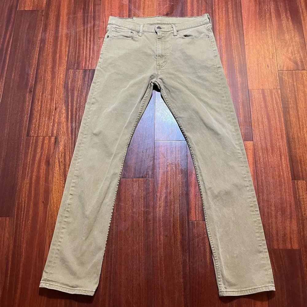 Levis Jeans Men 34x34 513 Tan Slim Straight Stretch Denim Workwear Rodeo Cowboy